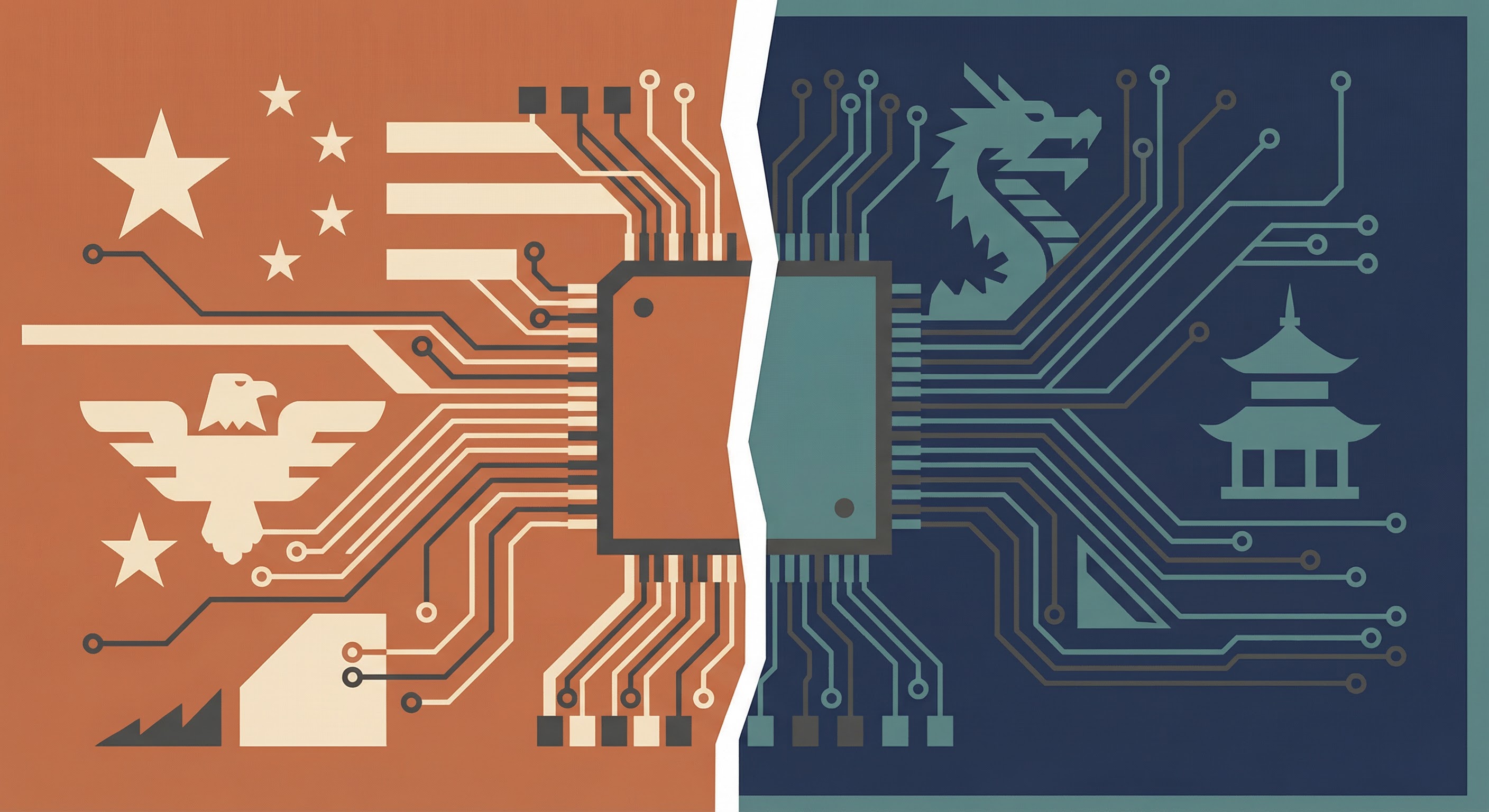 Editorial illustration for The Severed Circuit: How the US-China Tech War Is Splitting the World in Two
